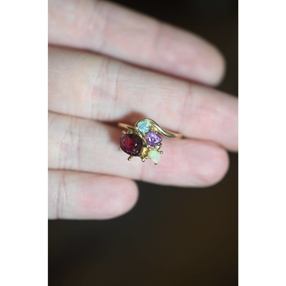 Engagement ring Aquamarine opal alexandrite garnet alternative engagemen… - Picture 3 of 6